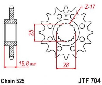 Звезда цепного привода JTF704 17  jtf704.17