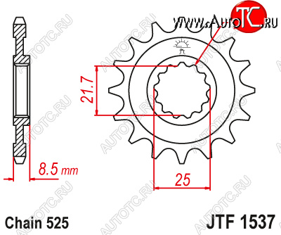 1 449 р. Звезда цепного привода JTF1537.16  jtf1537.16  с доставкой в г. Керчь