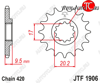 969 р. Звезда цепного привода JTF1906.14  jtf1906.14  с доставкой в г. Керчь