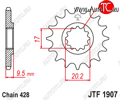 1 229 р. Звезда цепного привода JTF1907.14  jtf1907.14  с доставкой в г. Керчь