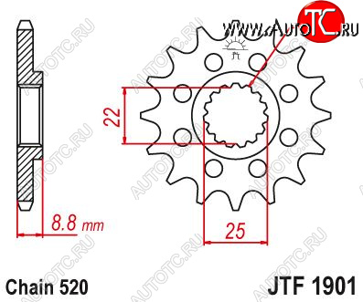 1 309 р. Звезда цепного привода JTF1901 13  jtf1901.13  с доставкой в г. Керчь