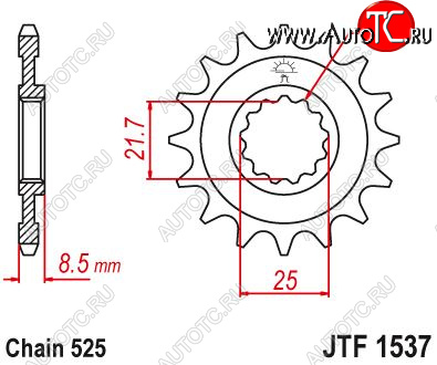 1 379 р. Звезда цепного привода JTF1537 15RB  jtf1537.15rb  с доставкой в г. Керчь