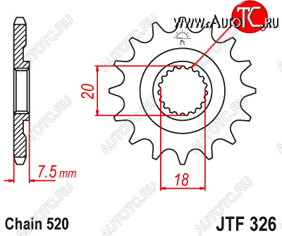1 149 р. Звезда цепного привода JTF326 12  jtf326.12  с доставкой в г. Керчь
