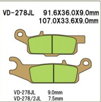 2 719 р. Тормозные колодки Vesrah VD 278JL	  пм-00005110  с доставкой в г. Керчь. Увеличить фотографию 1
