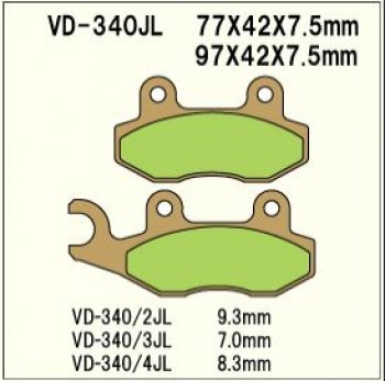 1 589 р. Тормозные колодки Vesrah VD 340JL	  пм-00005119  с доставкой в г. Керчь. Увеличить фотографию 1