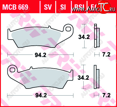 2 999 р. Тормозные колодки TRW MCB669SI  mcb669si  с доставкой в г. Керчь