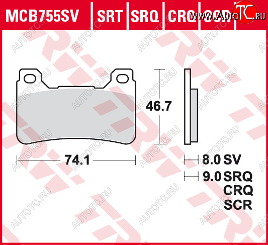 3 889 р. Тормозные колодки TRW MCB755SV  mcb755sv  с доставкой в г. Керчь