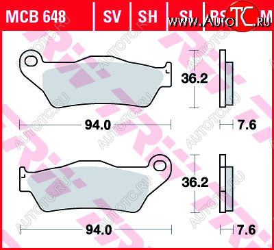 3 199 р. Тормозные колодки TRW MCB648RSI  mcb648rsi  с доставкой в г. Керчь