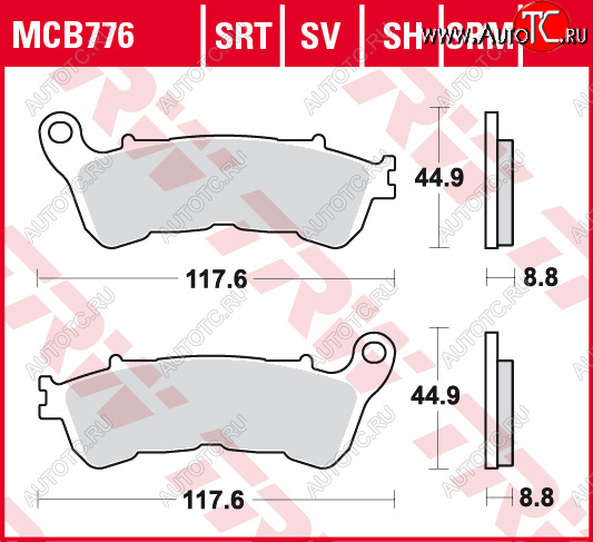 5 449 р. Тормозные колодки TRW MCB776SV  mcb776sv  с доставкой в г. Керчь