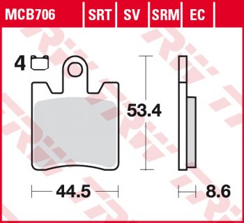 4 479 р. Тормозные колодки TRW MCB706SRM  mcb706srm  с доставкой в г. Керчь. Увеличить фотографию 1