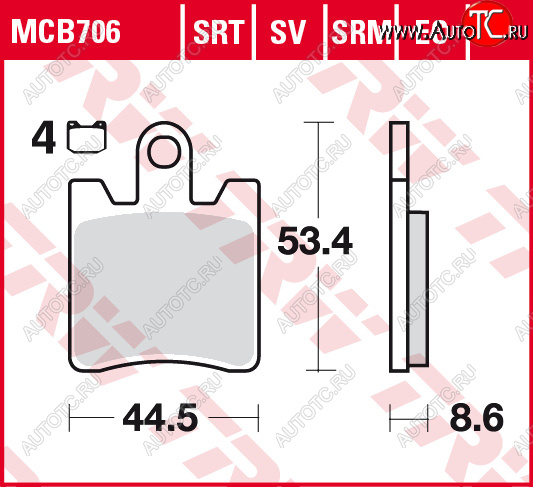 4 479 р. Тормозные колодки TRW MCB706SRM  mcb706srm  с доставкой в г. Керчь