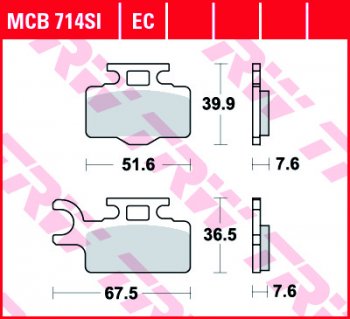 3 109 р. Тормозные колодки TRW MCB714SI  mcb714si  с доставкой в г. Керчь. Увеличить фотографию 1