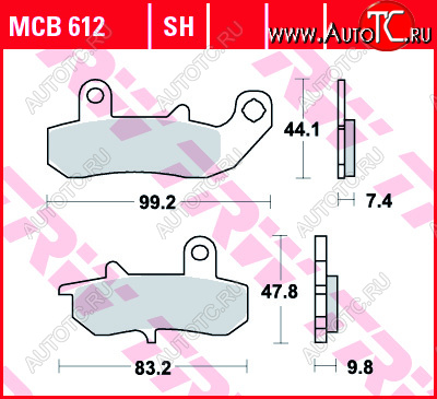 3 879 р. Тормозные колодки TRW MCB612SH  mcb612sh  с доставкой в г. Керчь