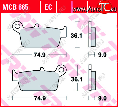 2 529 р. Тормозные колодки TRW MCB665  mcb665  с доставкой в г. Керчь