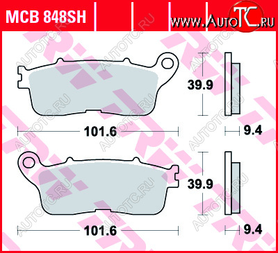5 249 р. Тормозные колодки TRW MCB848SH  mcb848sh  с доставкой в г. Керчь