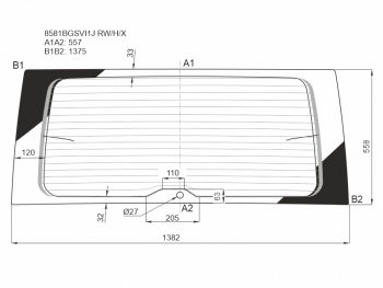 Стекло заднее (Цвет зеленый Обогрев) Volkswagen Caddy 15-20 XYG 8581BGSVI1J RW/H/X