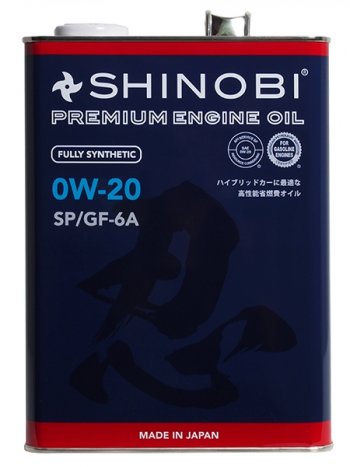 4 099 р. Масло моторное синтетическое SHINOBI SPGF-6A 0W-20 4L SHINOBI SH0004  с доставкой в г. Керчь. Увеличить фотографию 1