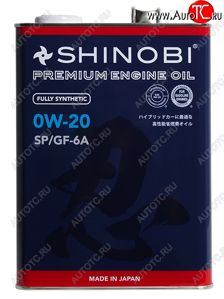 4 099 р. Масло моторное синтетическое SHINOBI SPGF-6A 0W-20 4L SHINOBI SH0004  с доставкой в г. Керчь
