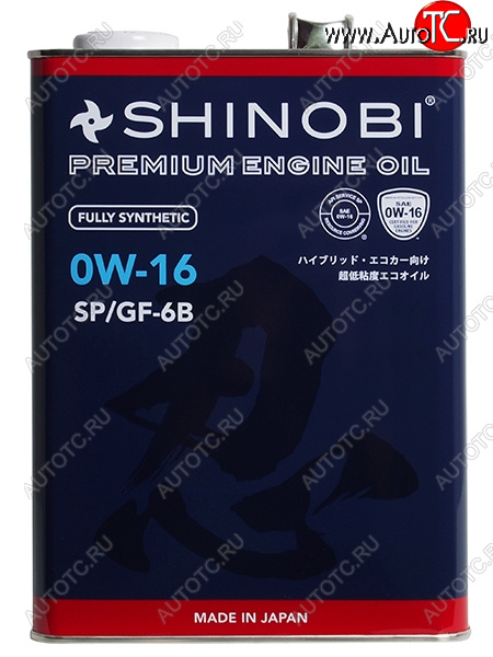3 399 р. Масло моторное синтетическое SHINOBI SPGF-6B 0W- 16 4L SHINOBI SH0034  с доставкой в г. Керчь