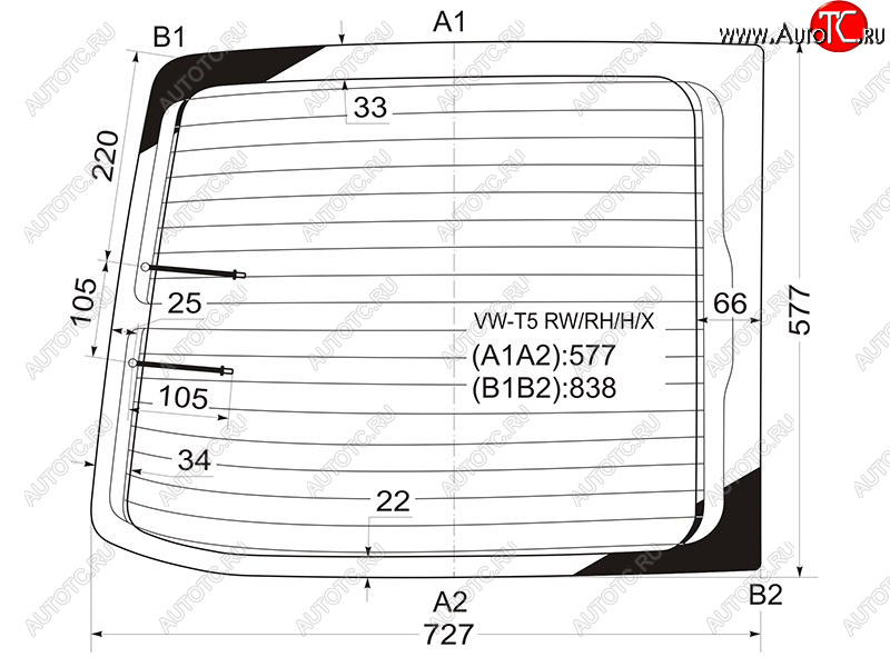 7 799 р. Стекло заднее (Цвет зеленый Обогрев) Volkswagen Transporter 03-15  Multivan 03-15 XYG VW-T5 RW/RH/H/X  с доставкой в г. Керчь