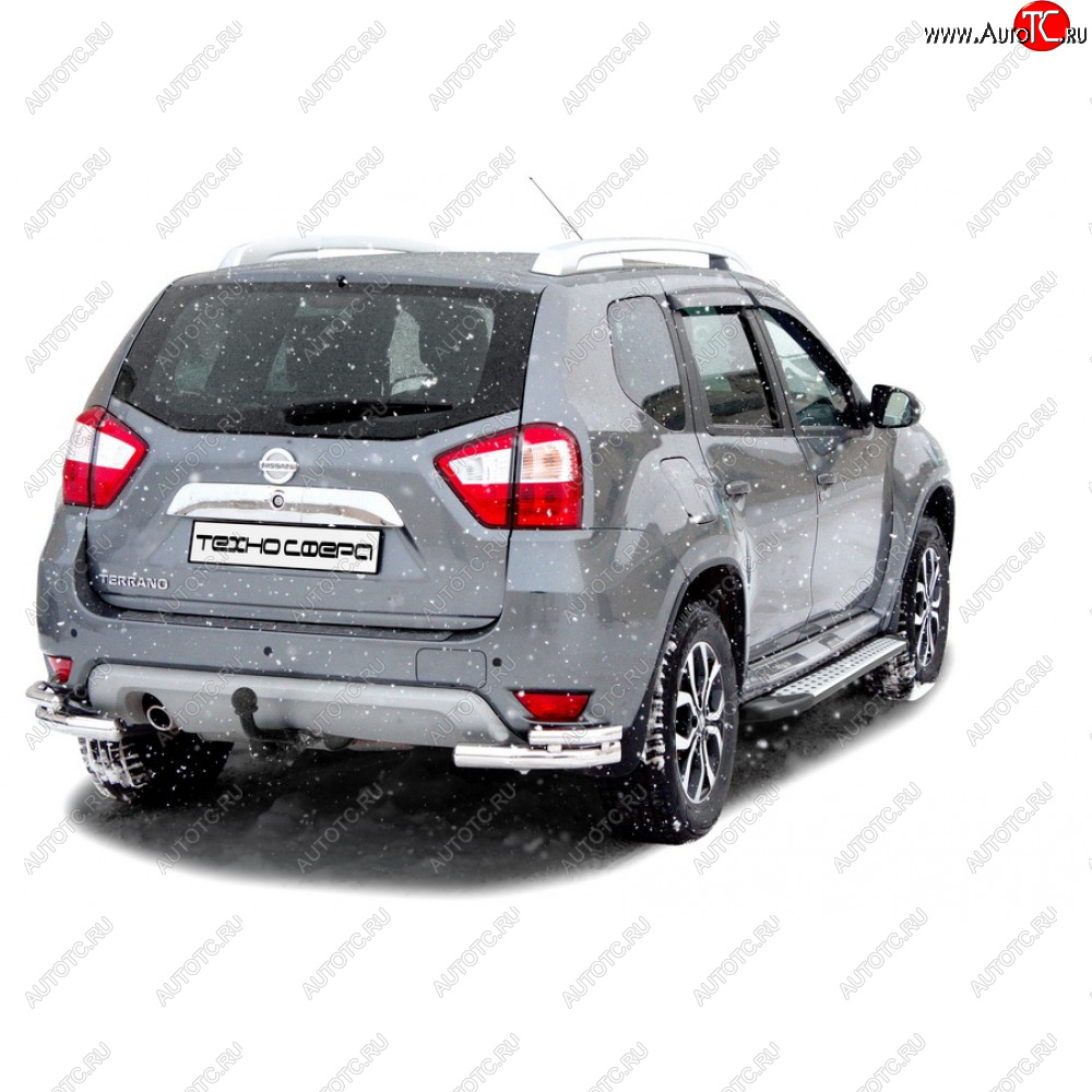 25 599 р. Пороги бумер алюминиевые с резинкой, Техно Сфера  Nissan Terrano ( WD21,  D10) (1985-2022) дорестайлинг, рестайлинг (Черный матовый)  с доставкой в г. Керчь