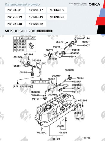 42 699 р. Топливный бак 75 литров (стагер)ORKA  Mitsubishi L200 ( 3 K6T-K7T,  3 K74T) (1996-2006) дорестайлинг, рестайлинг ( из алюминия под штатную защиту)  с доставкой в г. Керчь. Увеличить фотографию 5