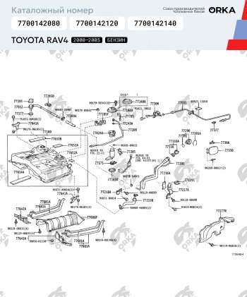 31 599 р. Топливный бак Бензин ORKA Toyota RAV4 CA20 5 дв. дорестайлинг (2000-2003) (антикоррозия)  с доставкой в г. Керчь. Увеличить фотографию 19
