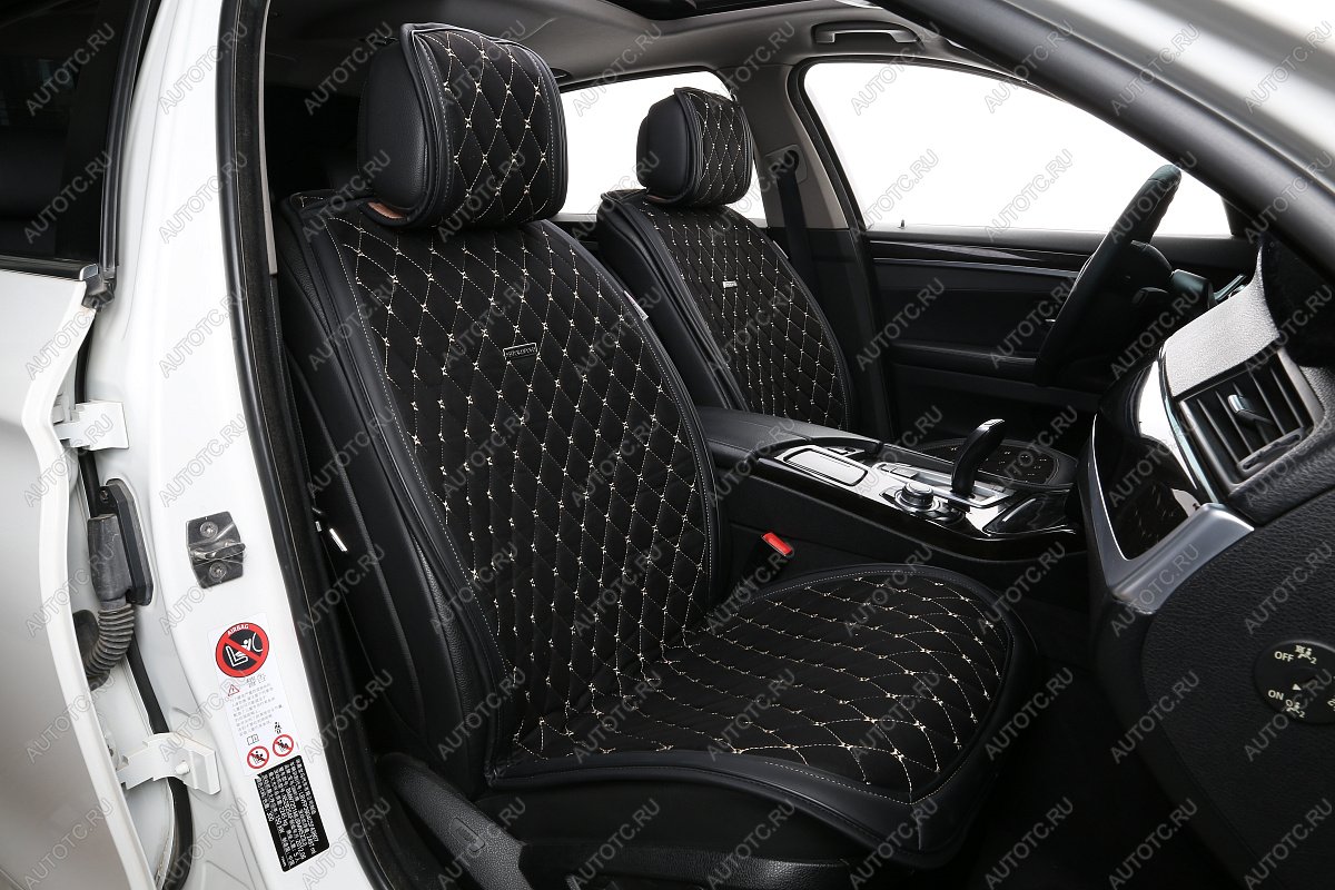 11 549 р. Накидка на сиденье (на весь салон Alkantara Lux Plus алькантара) Автопилот   (черный/строчка бежевая)  с доставкой в г. Керчь