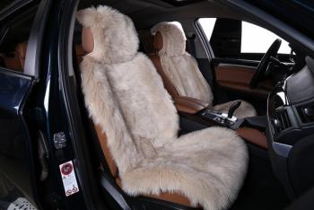 Накидка на сиденье (длинный ворс искусственный мех) Автопилот  (темно-бежевый)