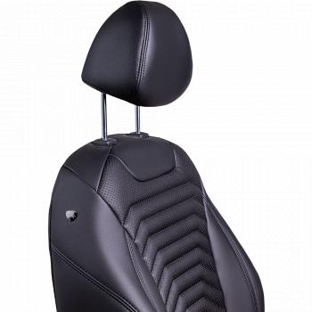 28 499 р. Комплект чехлов для сидений (РЗС 60/40 + подл., 3Г, экокожа) Lord Autofashion БАЙРОН ст ПРЕЗИДЕНТ  Chery Tiggo 7 Pro Max  T1E (2022-2025) дорестайлинг, рестайлинг (Черный, вставка черная, строчка черная)  с доставкой в г. Керчь. Увеличить фотографию 3