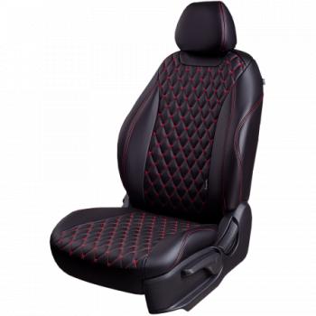 Комплект чехлов для сидений (РЗС 60/40 2Г Орегон) БАЙРОН ст БАЙРОН Lord Autofashion Лада Приора  2172 (2008-2014) хэтчбек дорестайлинг (черный, вставка черная, строчка красная)