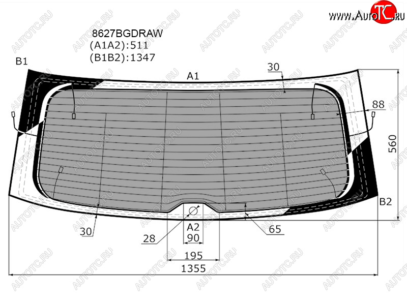 11 599 р. Стекло заднее (Затемненное Обогрев Антенна) Volkswagen Tiguan 16-  Tayron 18- FUYAO 8627BGDRAW  с доставкой в г. Керчь