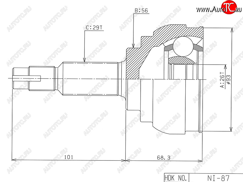 4 199 р. Шрус наружный NISSAN TEANA J32 QR25DE 08-13 HDK NI-087  с доставкой в г. Керчь