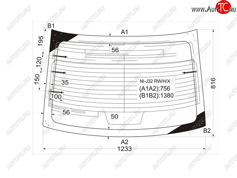 7 599 р. Стекло заднее (Цвет зеленый Обогрев Антенна) Nissan Teana 08-14 XYG NI-J32 RW/H/X  с доставкой в г. Керчь