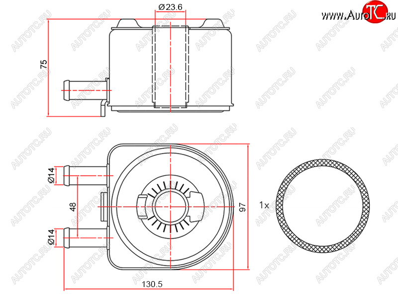 1 499 р. Радиатор масляный CITROEN BERLINGO 96-JUMPER 94-RELAY 02-FIAT DUCATO 94-PEUGEOT 307 00-BOXER 94 SAT ST-1103.H4  с доставкой в г. Керчь