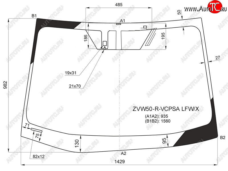 11 199 р. Стекло лобовое (Антенна Датчик дождя) Toyota Prius (ZVW50) 15-23 XYG ZVW50-R-VCPSA LFW/X  с доставкой в г. Керчь