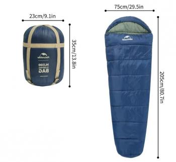 3 019 р. Мешок спальный Naturehike Mummy MJ300, 205х75 см, (правый) (ТК: +4C), синий  cnk2300sd014-nbl  с доставкой в г. Керчь. Увеличить фотографию 2