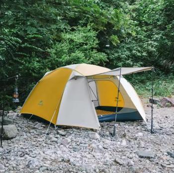 11 449 р. Палатка Naturehike Cloud-Creek PRO, 2-местная, бежево-желтая  cnk2300zp024-2ypro  с доставкой в г. Керчь. Увеличить фотографию 2