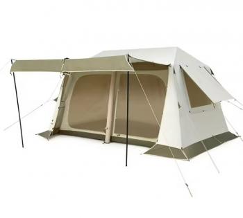 56 329 р. Палатка Naturehike Village 8.5 AIR 4-местная, надувной каркас, бело-коричневая  cnk2300zp019-br  с доставкой в г. Керчь. Увеличить фотографию 1