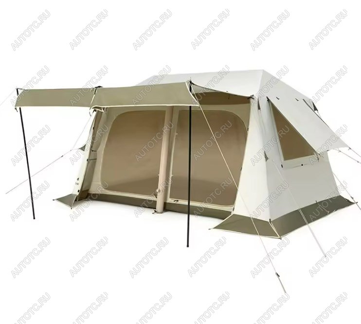 56 329 р. Палатка Naturehike Village 8.5 AIR 4-местная, надувной каркас, бело-коричневая  cnk2300zp019-br  с доставкой в г. Керчь