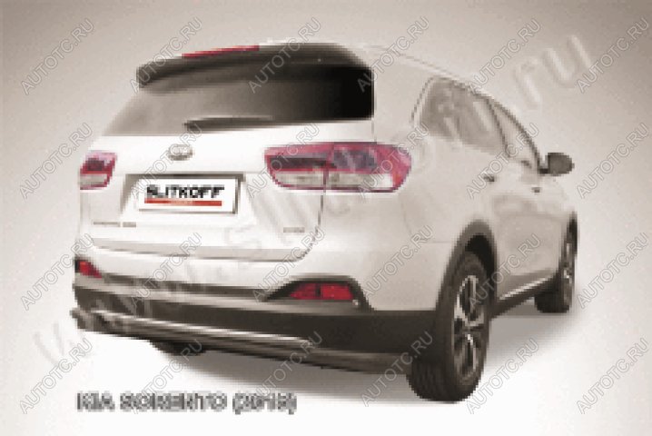 12 999 р. Защита заднего бампера d57+d42 двойная длинная Slitkoff  KIA Sorento  XM (2012-2015) рестайлинг (нержавейка с полимерным покрытием в цвет черный)  с доставкой в г. Керчь
