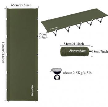 8 939 р. Раскладушка Naturehike XJC05, 190х65х15 см, до150 кг, темно-зеленая  nh20jj001-agr  с доставкой в г. Керчь. Увеличить фотографию 4