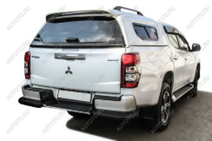 12 999 р. Защита заднего бампера уголки с бампером d76 Slitkoff  Mitsubishi L200  5 KK,KL (2018-2022) рестайлинг (нержавейка с полимерным покрытием в цвет черный)  с доставкой в г. Керчь