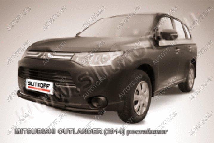 13 899 р. Защита переднего бампера d57+d42 двойная Slitkoff  Mitsubishi Outlander  GF (2014-2016) 1-ый рестайлинг (нержавейка с полимерным покрытием в цвет черный)  с доставкой в г. Керчь