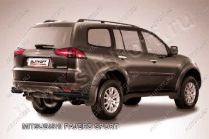 9 999 р. Защита заднего бампера уголки d57+d42 двойные Slitkoff  Mitsubishi Pajero Sport  PA (2004-2008) рестайлинг (нержавейка с полимерным покрытием в цвет черный)  с доставкой в г. Керчь