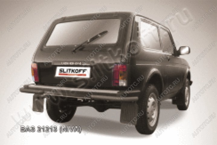 6 999 р. Защита заднего бампера уголки d57 Slitkoff  Лада Нива 4х4  2121 (1977-2019) 3 дв. дорестайлинг (нержавейка с полимерным покрытием в цвет черный)  с доставкой в г. Керчь