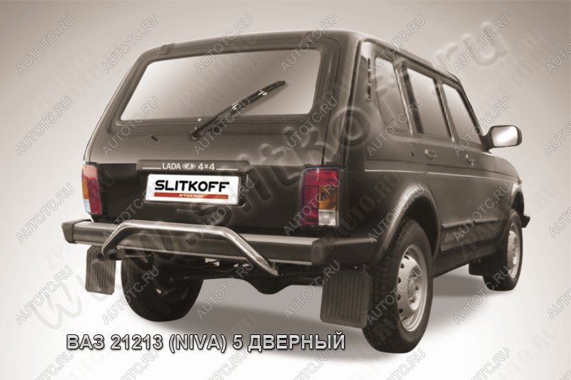 8 799 р. Защита заднего бампера d57 скоба Slitkoff  Лада нива 4х4  2131 (1993-2019) 5 дв. дорестайлинг (нержавейка с полимерным покрытием в цвет черный)  с доставкой в г. Керчь