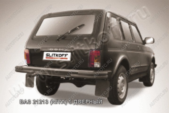 6 999 р. Защита заднего бампера уголки d57+d42 Slitkoff  Лада нива 4х4  2131 (1993-2019) 5 дв. дорестайлинг (нержавейка с полимерным покрытием в цвет черный)  с доставкой в г. Керчь