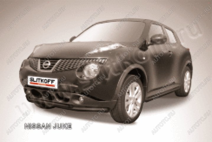 13 199 р. Защита переднего бампера d57+d42 двойная Slitkoff  Nissan Juke  1 YF15 (2010-2014) дорестайлинг (нержавейка с полимерным покрытием в цвет черный)  с доставкой в г. Керчь