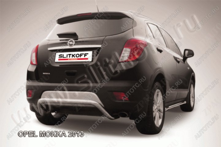 12 449 р. Защита заднего бампера d57 скоба Slitkoff  Opel Mokka (2012-2016)  дорестайлинг (нержавейка с полимерным покрытием в цвет черный)  с доставкой в г. Керчь